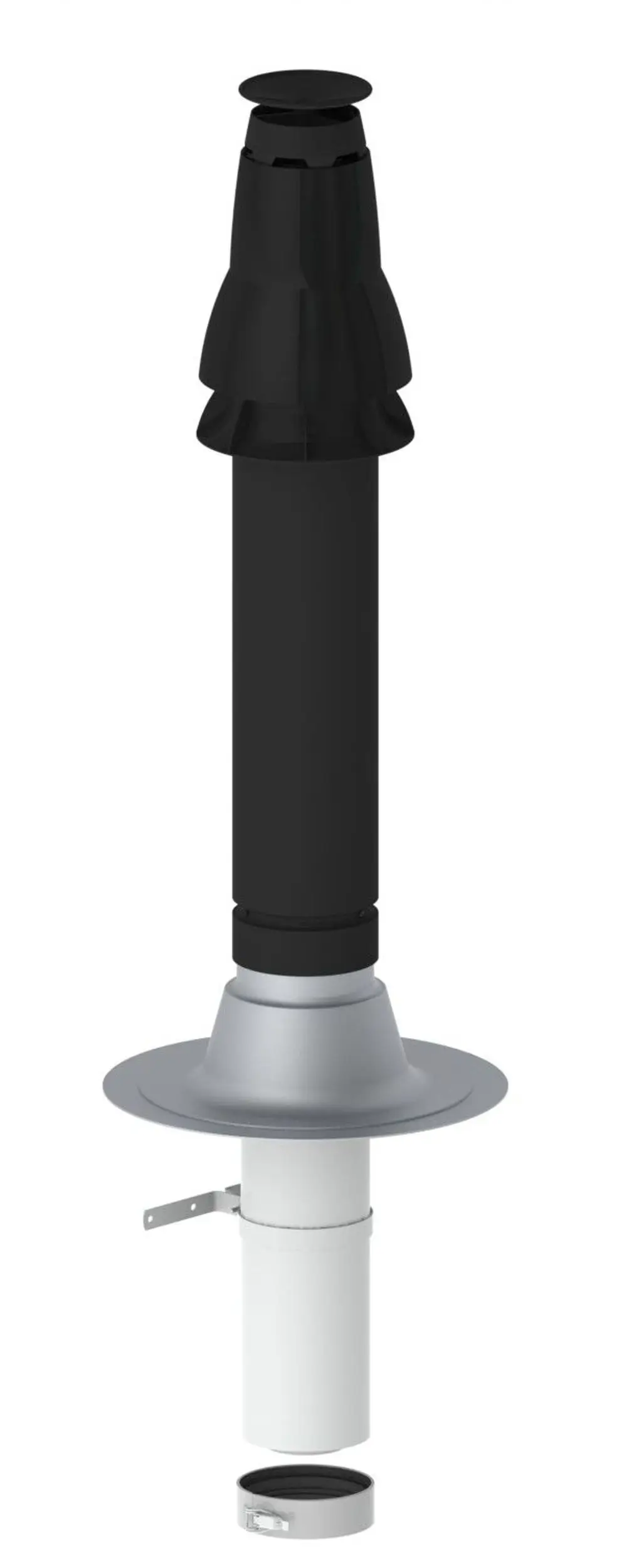 Montagesystem für Flachdächer von Remeha. Das Produkt zeigt eine vertikale, anthrazitfarbene Baugruppe mit verschiedenen Bestandteilen zur Installation.